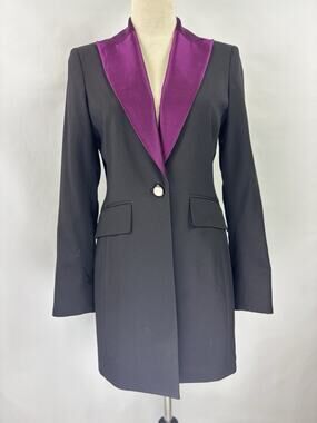 Dana Buchman Petite Formal Blazer Jacket Black Purple 4 Petite 4P